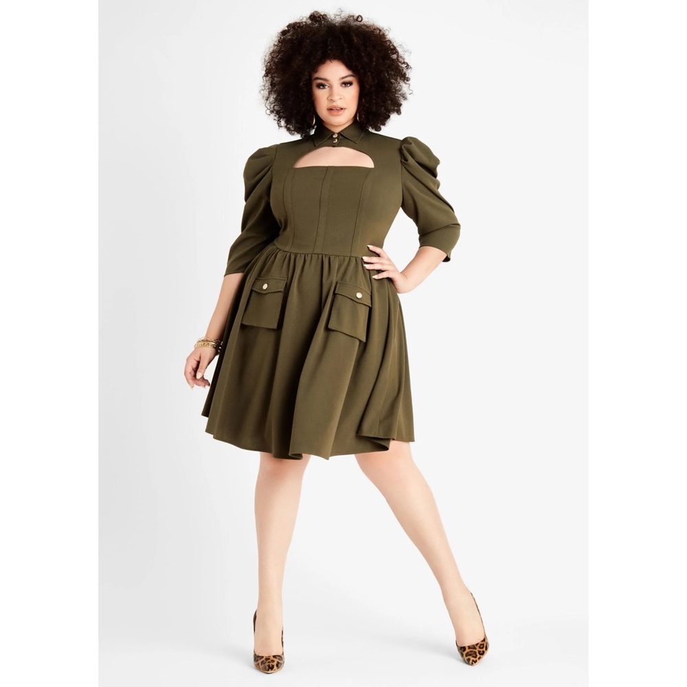 NWT Ashley Stewart Cutout Utility Fit N Flare Dress